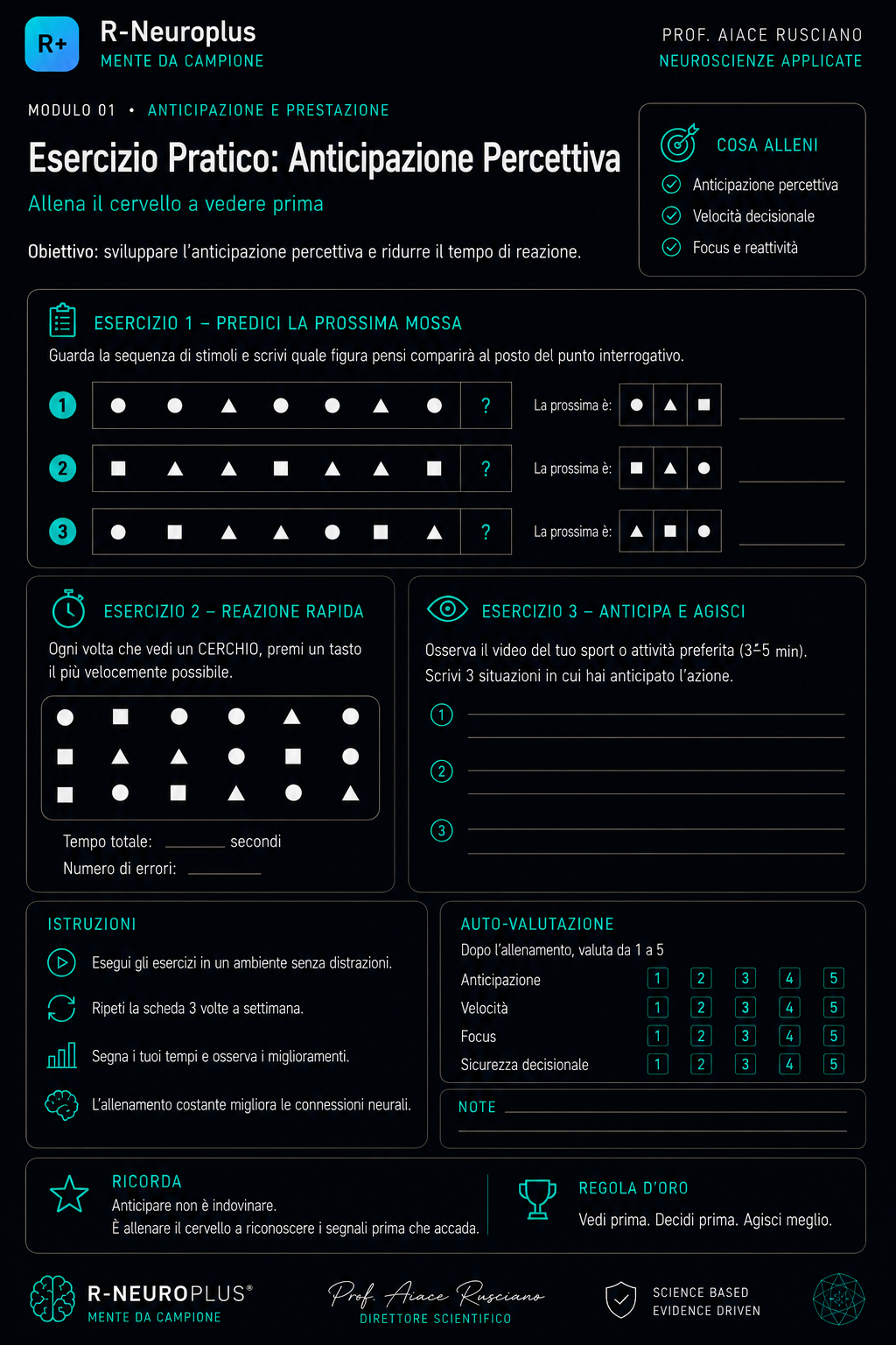 Modulo 1 · Esercizio pratico di anticipazione percettiva